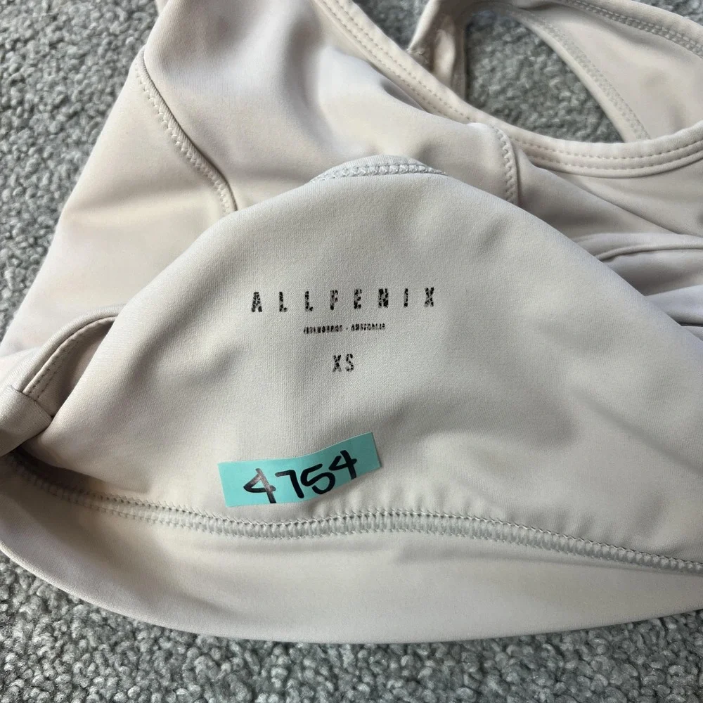 ALLFENIX Sports Bra Womens XS White Scoop Neck Longline‎ Athletic Yoga Gym